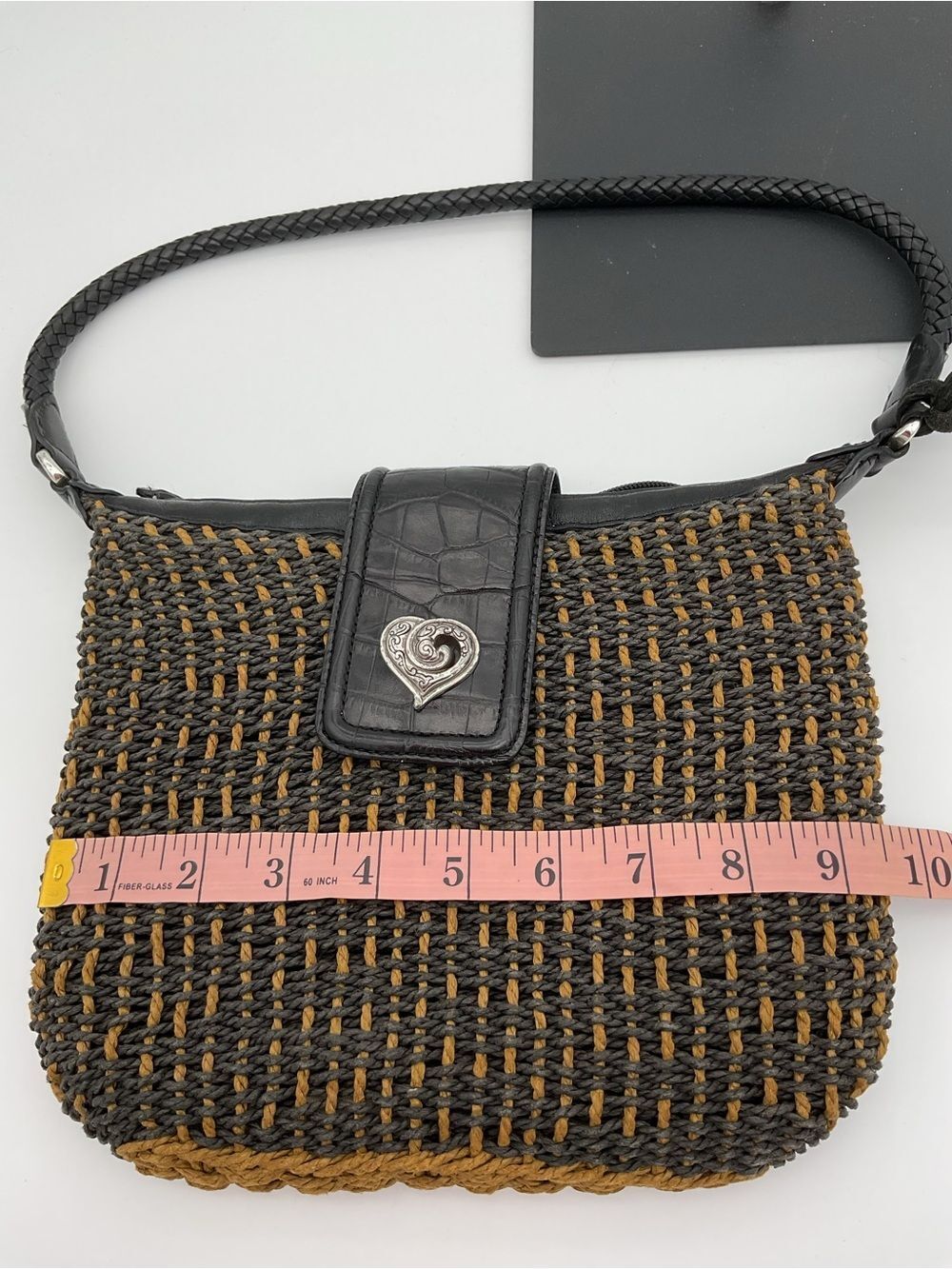 Brighton Black & Brown Woven Shoulder Bag with Heart Clasp - Picture 5 of 6